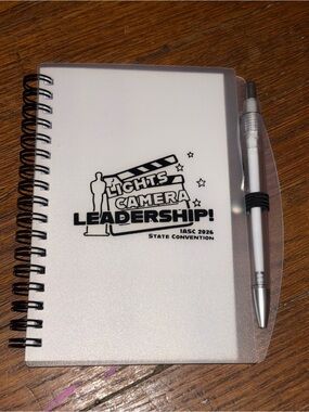 White Spiral Notebook with Pen - Leadership Convention Design